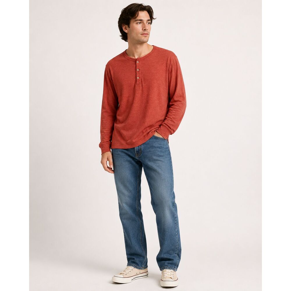 UnTuckit‎ Ultrasoft Long Sleeve Albarino Henley Men's XXL Orange